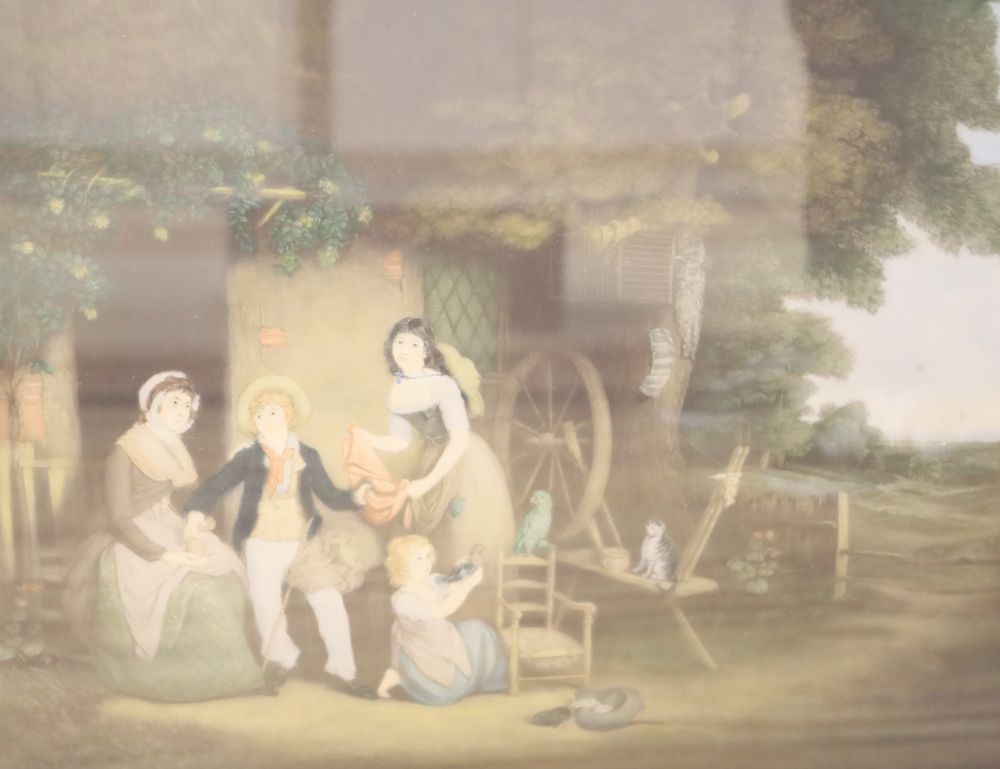 After Ward, a pair of colour mezzotints, Departure for Sea and The Sailors Return, 43 x 55cm, eglomise framed